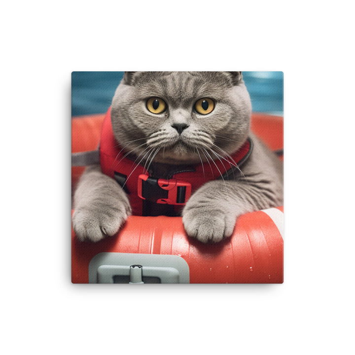 British Shorthair Lifeguard Canvas - PosterfyAI.com