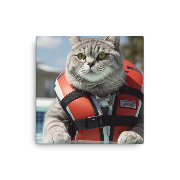 British Shorthair Lifeguard Canvas - PosterfyAI.com