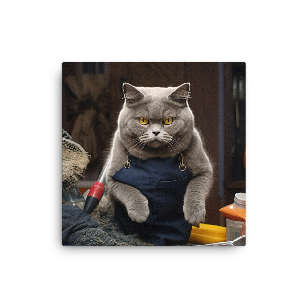 British Shorthair Janitor Canvas - PosterfyAI.com