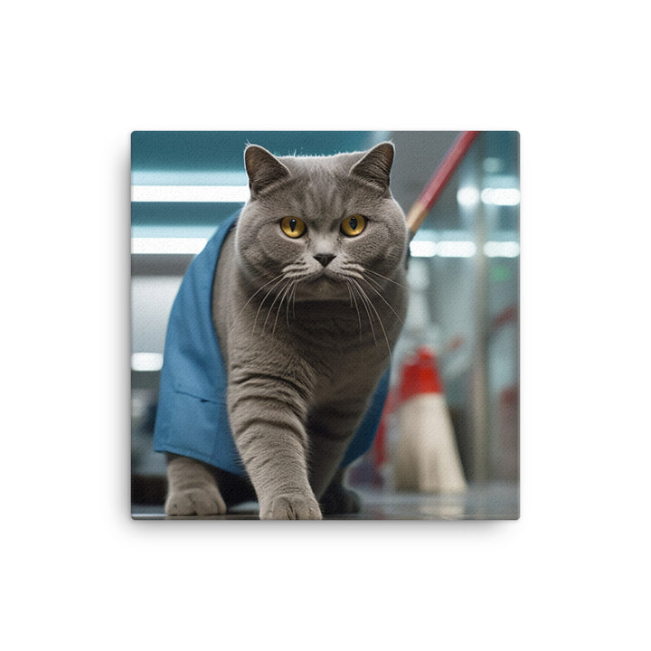 British Shorthair Janitor Canvas - PosterfyAI.com