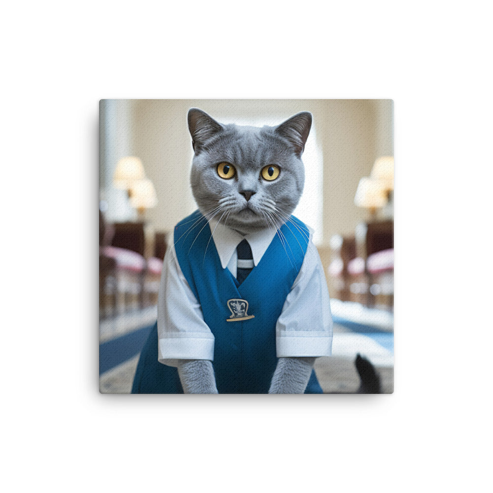 British Shorthair Janitor Canvas - PosterfyAI.com