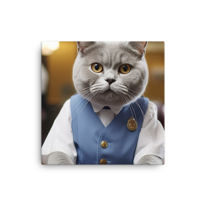 British Shorthair Hotel Staff Canvas - PosterfyAI.com