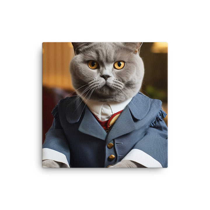 British Shorthair Hotel Staff Canvas - PosterfyAI.com