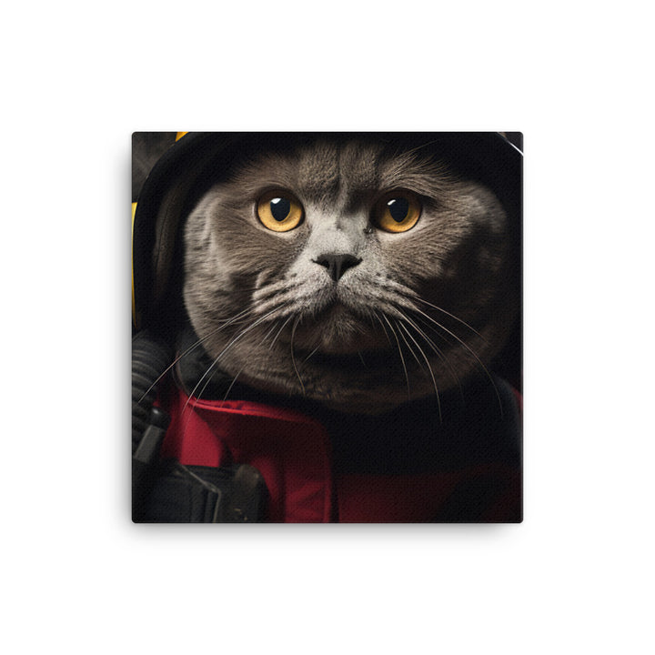 British Shorthair Firefighter Canvas - PosterfyAI.com