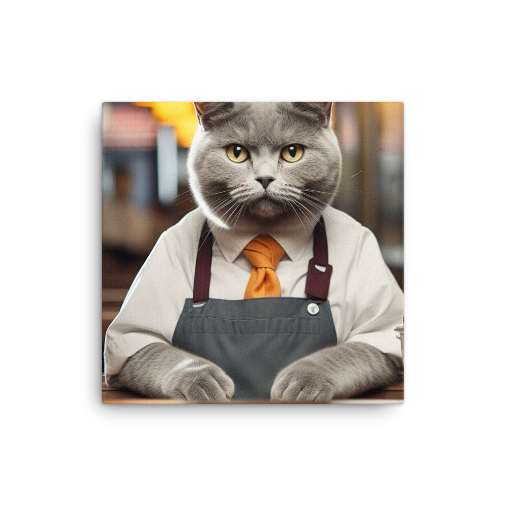 British Shorthair Fast Food Crew Canvas - PosterfyAI.com