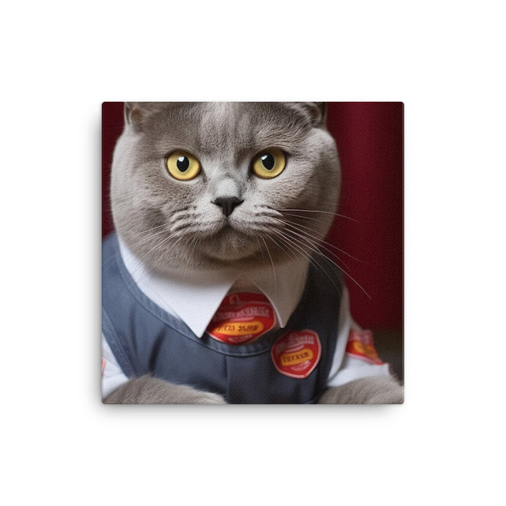 British Shorthair Fast Food Crew Canvas - PosterfyAI.com