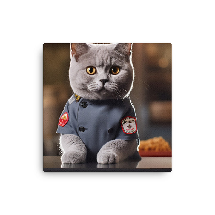 British Shorthair Fast Food Crew Canvas - PosterfyAI.com