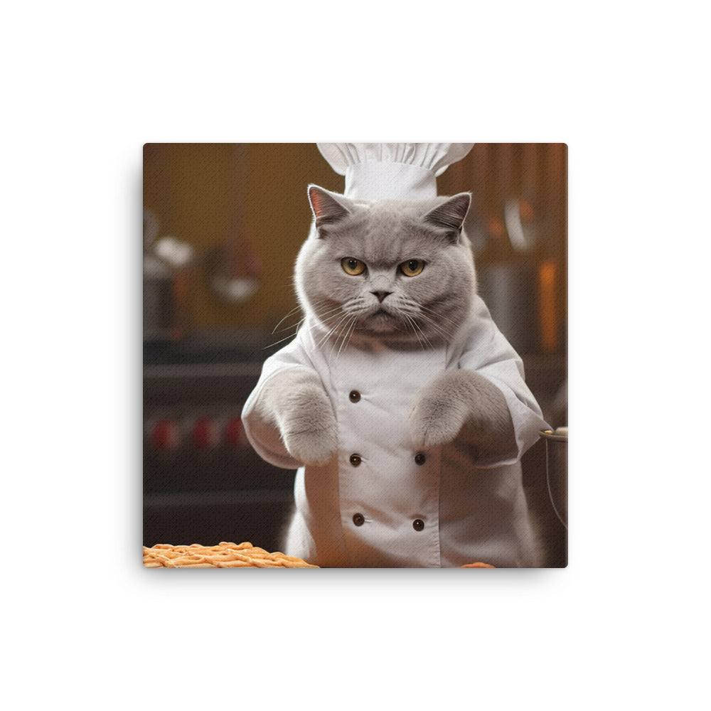 British Shorthair Chef Canvas - PosterfyAI.com