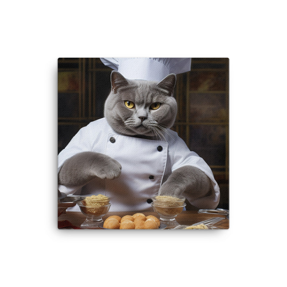 British Shorthair Chef Canvas - PosterfyAI.com