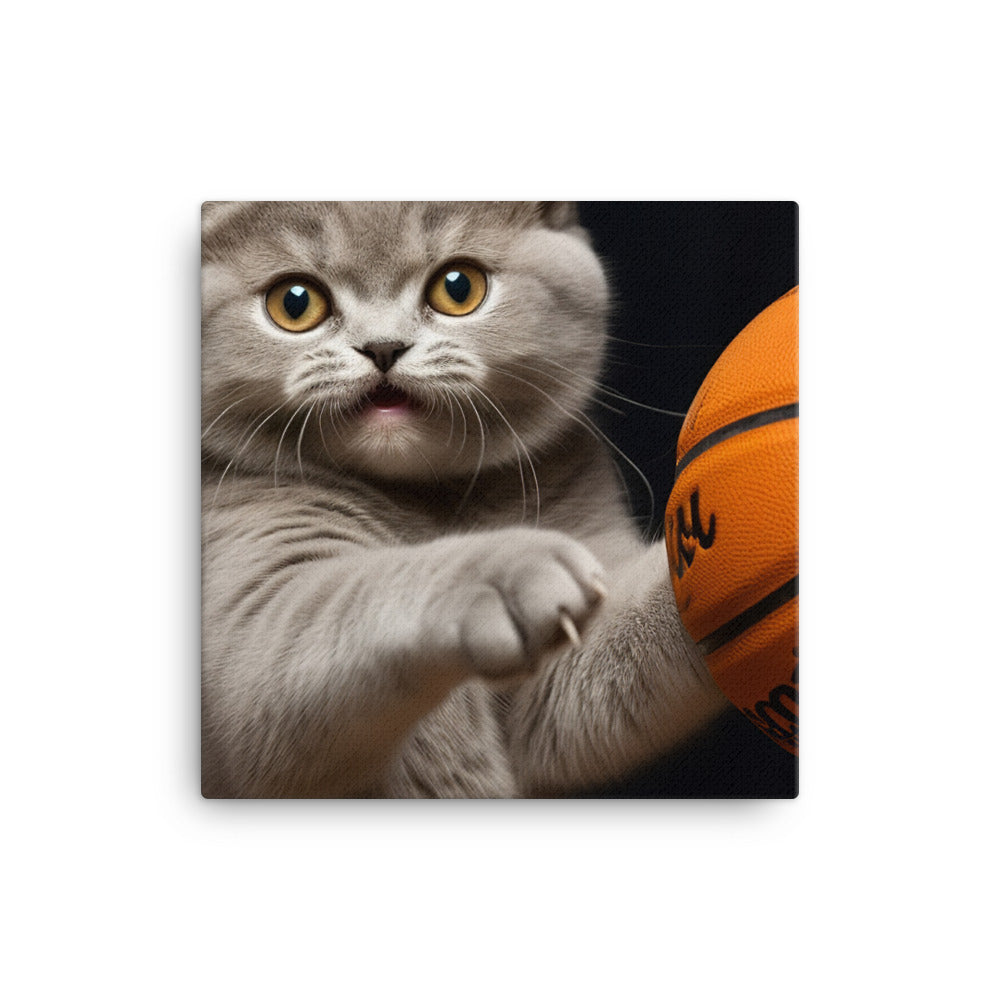 British Shorthair Basketball Player Canvas - PosterfyAI.com
