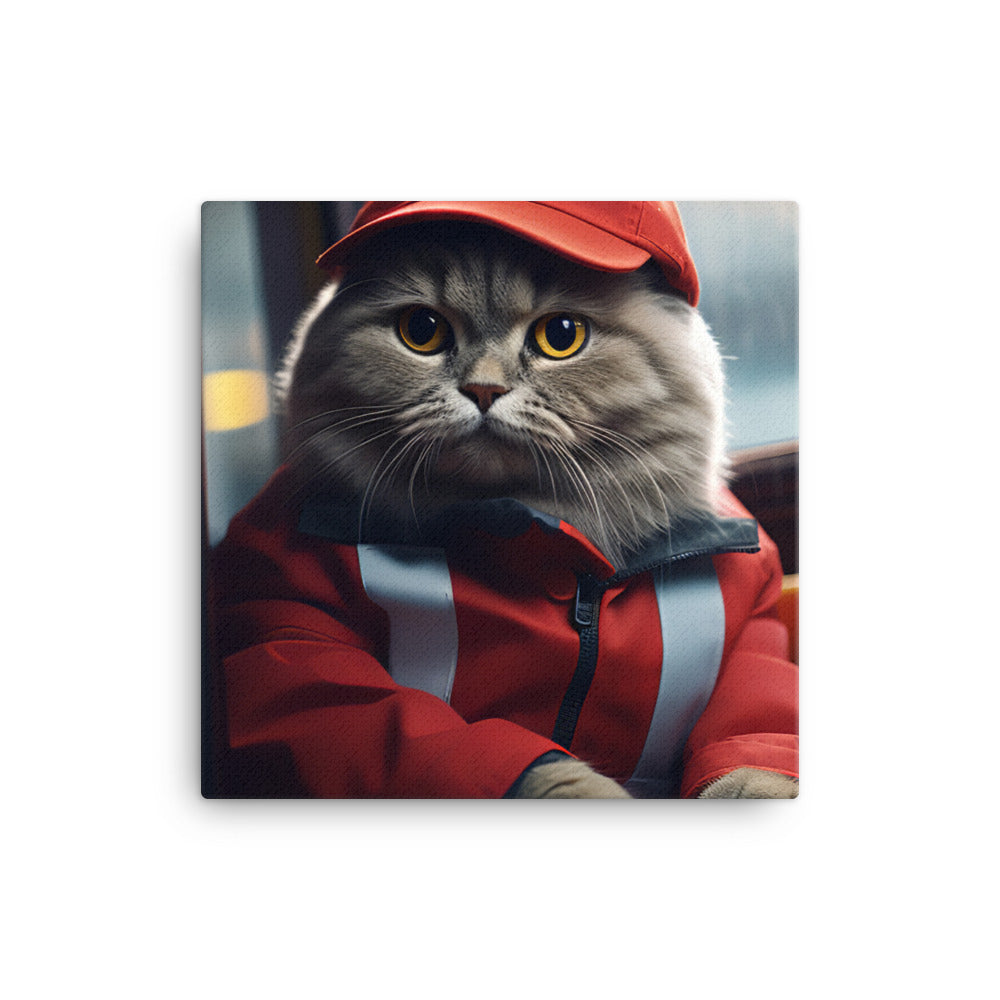 Scottish Fold Transit Operator Canvas - PosterfyAI.com