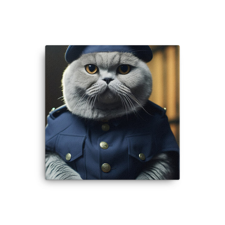 Scottish Fold Prison Officer Canvas - PosterfyAI.com