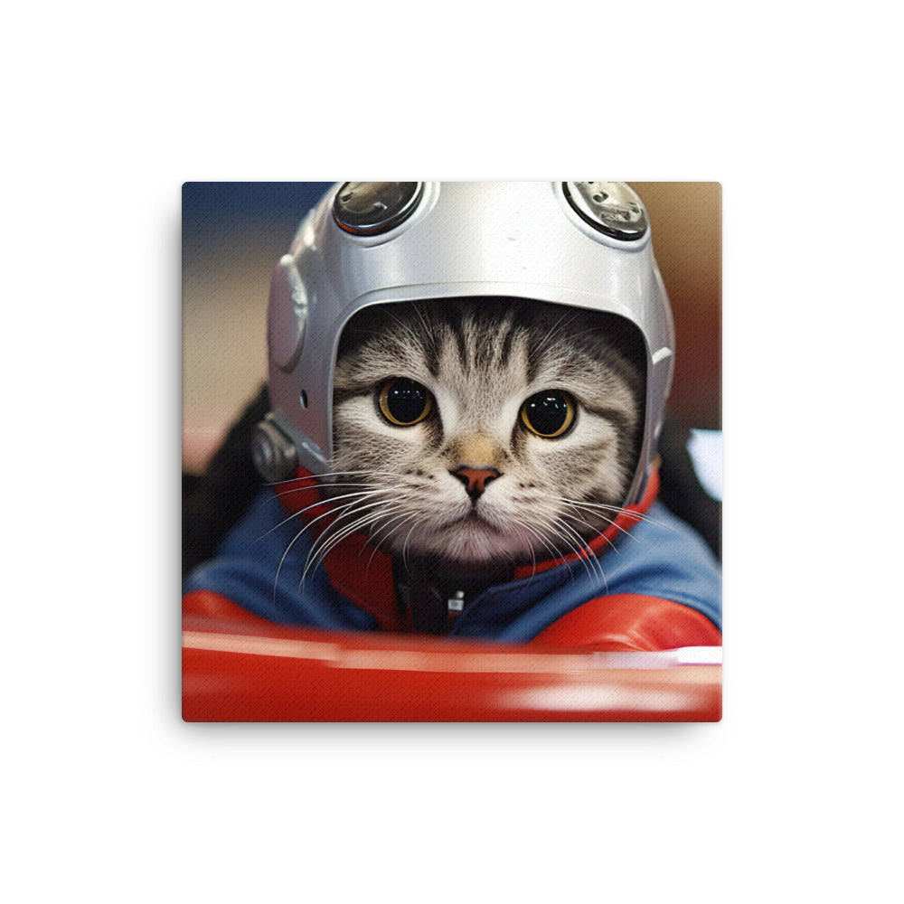 Scottish Fold Motorsport Athlete Canvas - PosterfyAI.com