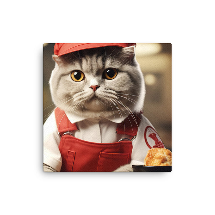 Scottish Fold Fast Food Crew Canvas - PosterfyAI.com