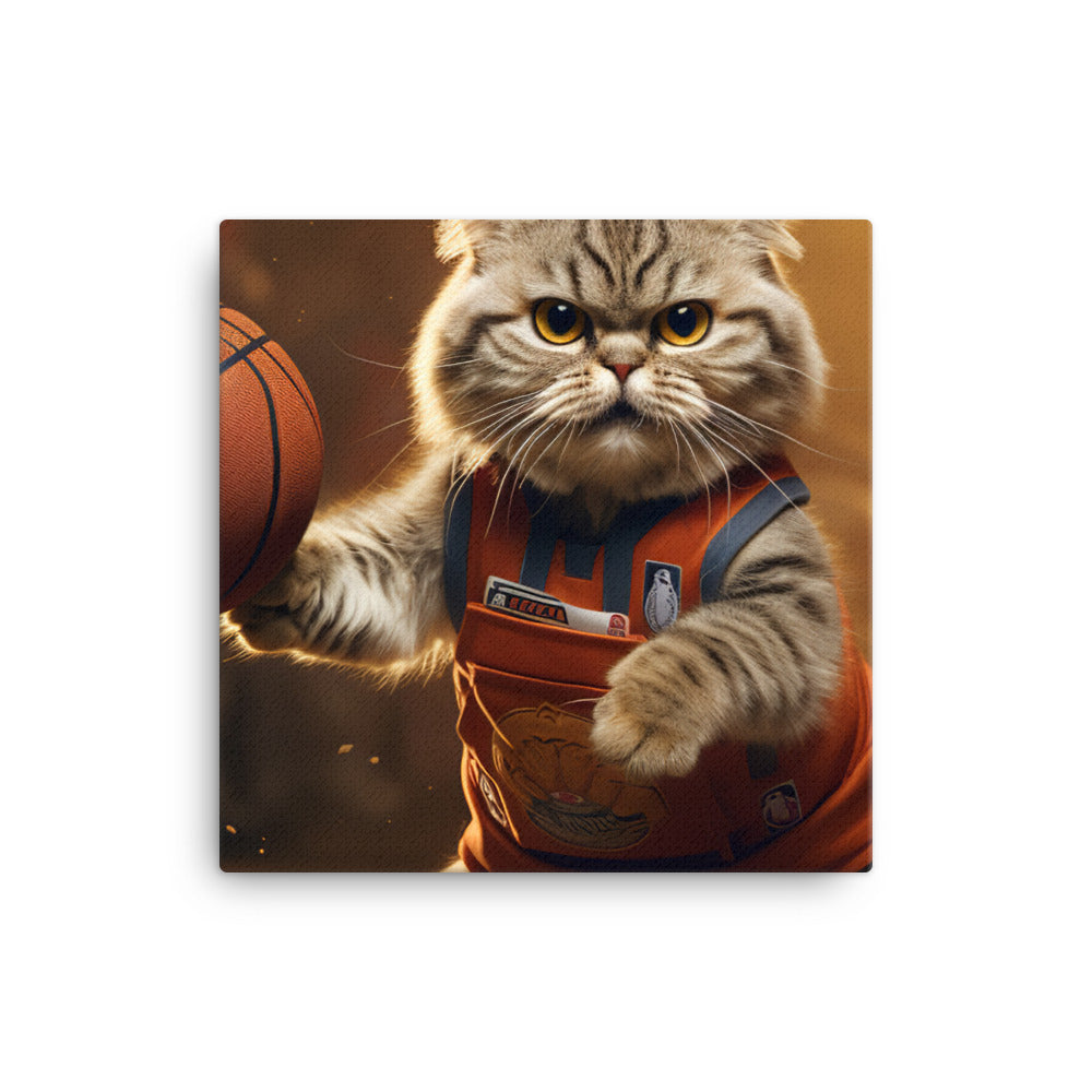 Scottish Fold Basketball Player Canvas - PosterfyAI.com