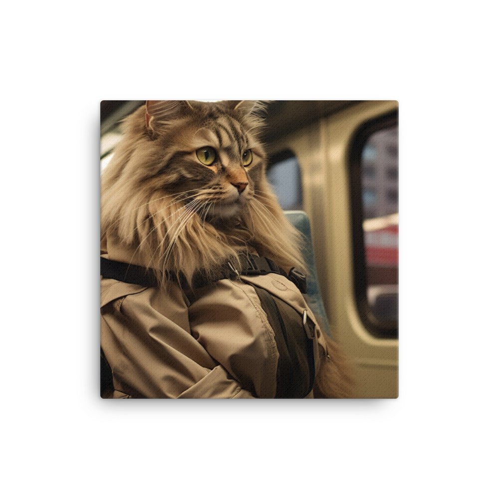 Maine Coon Transit Operator Canvas - PosterfyAI.com