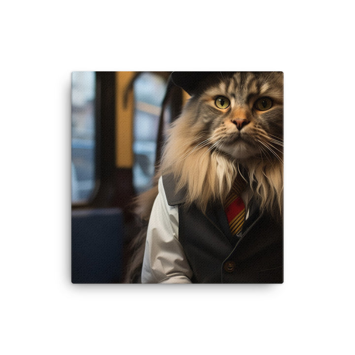 Maine Coon Transit Operator Canvas - PosterfyAI.com