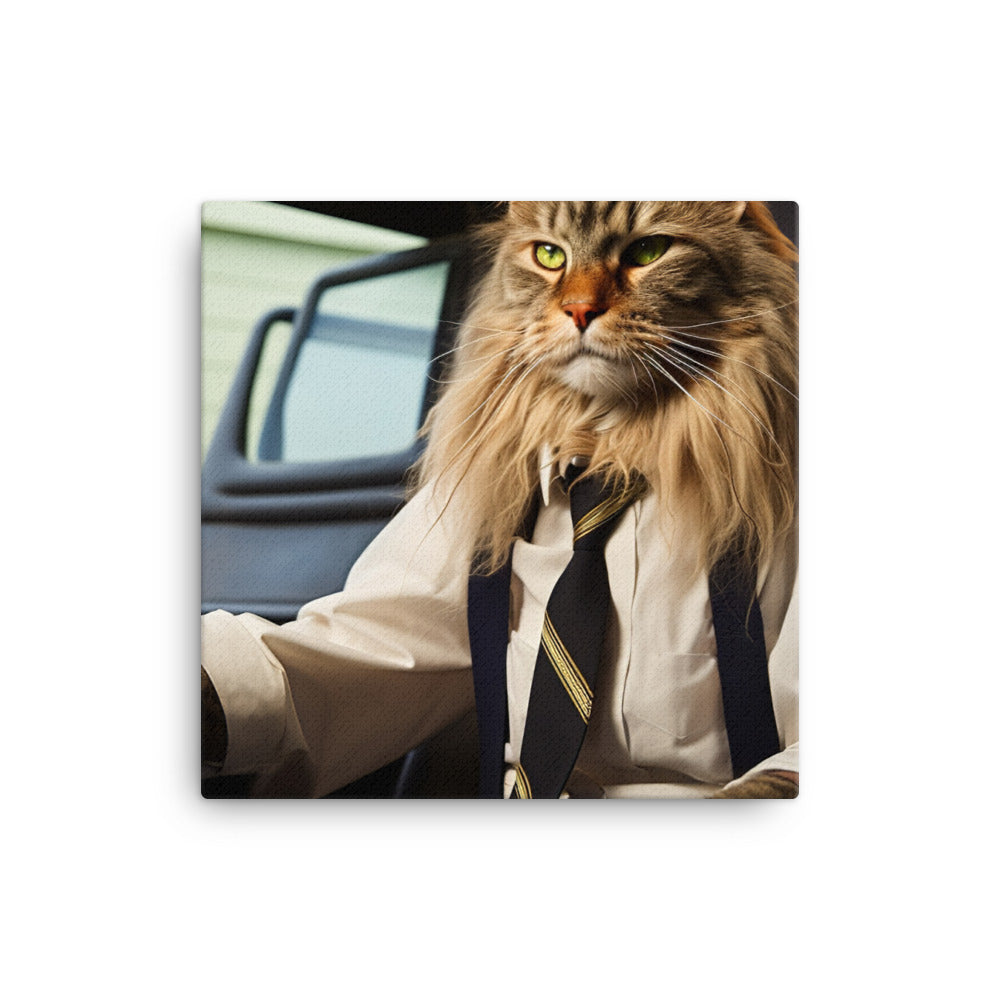 Maine Coon Transit Operator Canvas - PosterfyAI.com