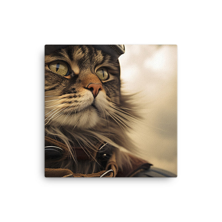 Maine Coon Pilot Canvas - PosterfyAI.com