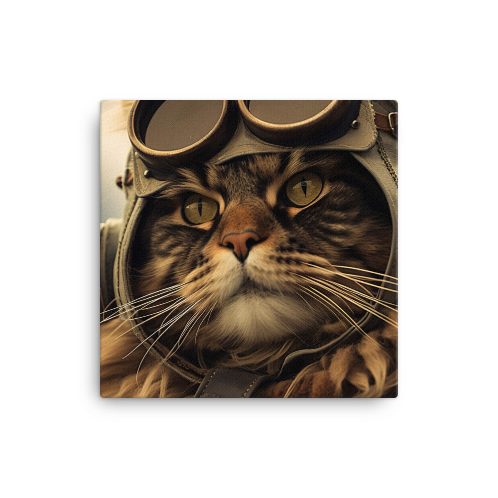 Maine Coon Pilot Canvas - PosterfyAI.com