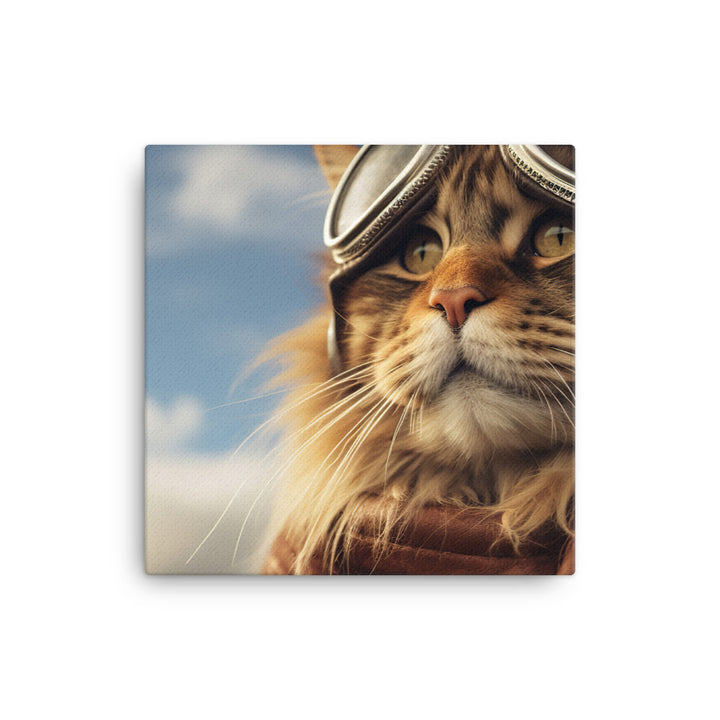 Maine Coon Pilot Canvas - PosterfyAI.com