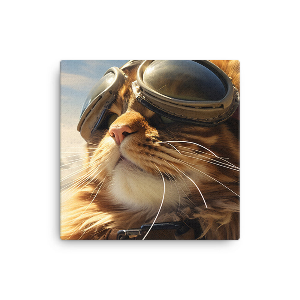 Maine Coon Pilot Canvas - PosterfyAI.com