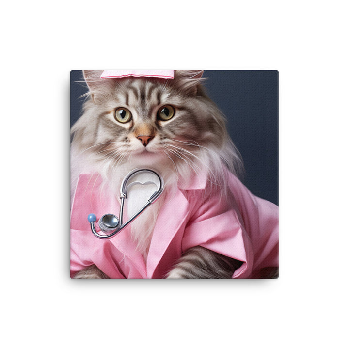 Maine Coon Nurse Canvas - PosterfyAI.com