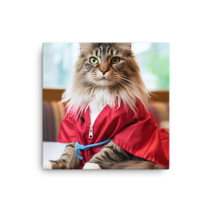 Maine Coon Nurse Canvas - PosterfyAI.com