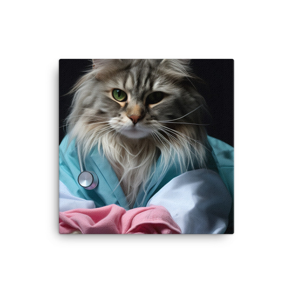 Maine Coon Nurse Canvas - PosterfyAI.com