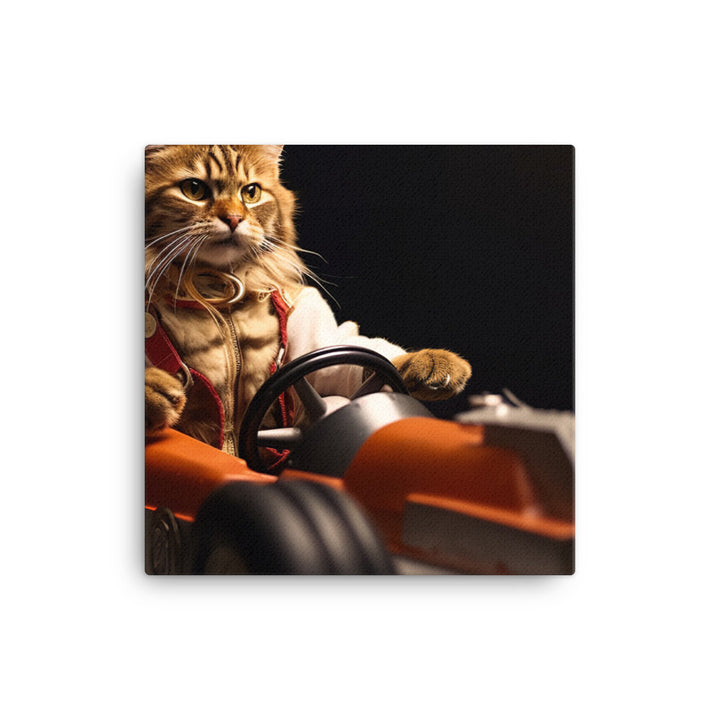 Maine Coon Motorsport Athlete Canvas - PosterfyAI.com