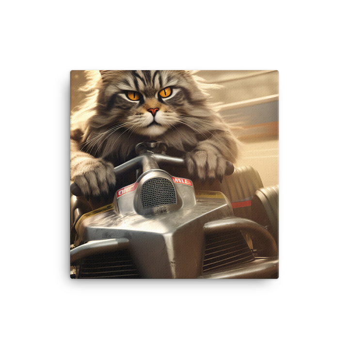 Maine Coon Motorsport Athlete Canvas - PosterfyAI.com