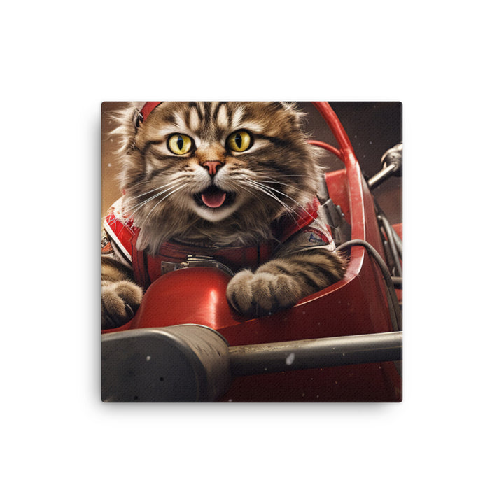 Maine Coon Motorsport Athlete Canvas - PosterfyAI.com