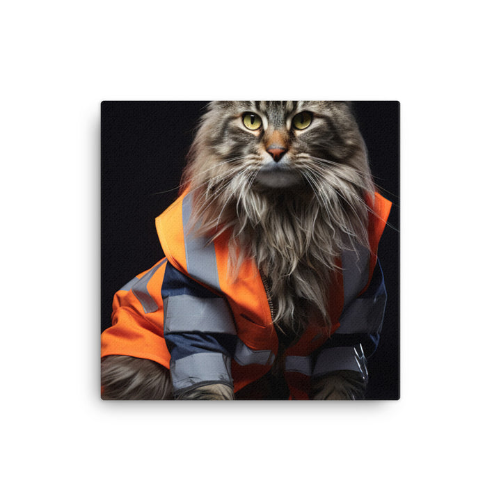 Maine Coon Janitor Canvas - PosterfyAI.com