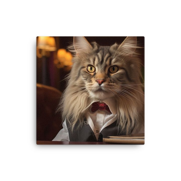 Maine Coon Hotel Staff Canvas - PosterfyAI.com