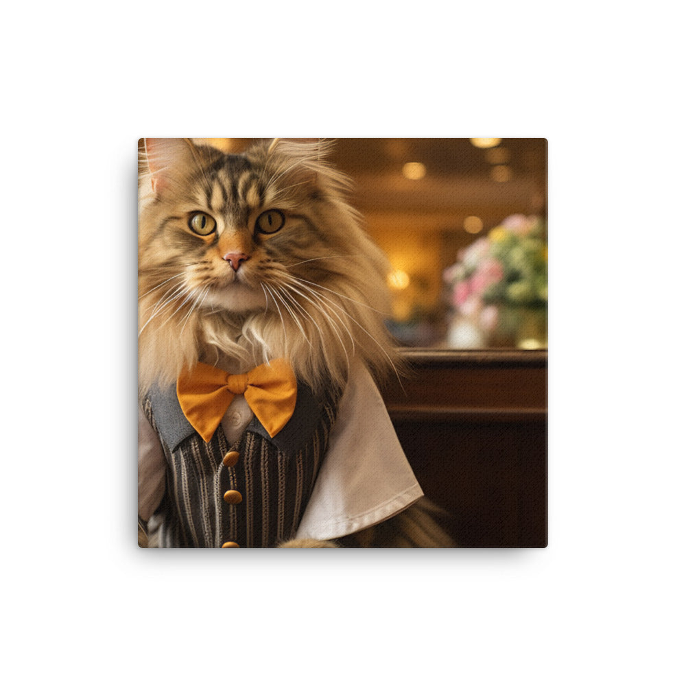 Maine Coon Hotel Staff Canvas - PosterfyAI.com