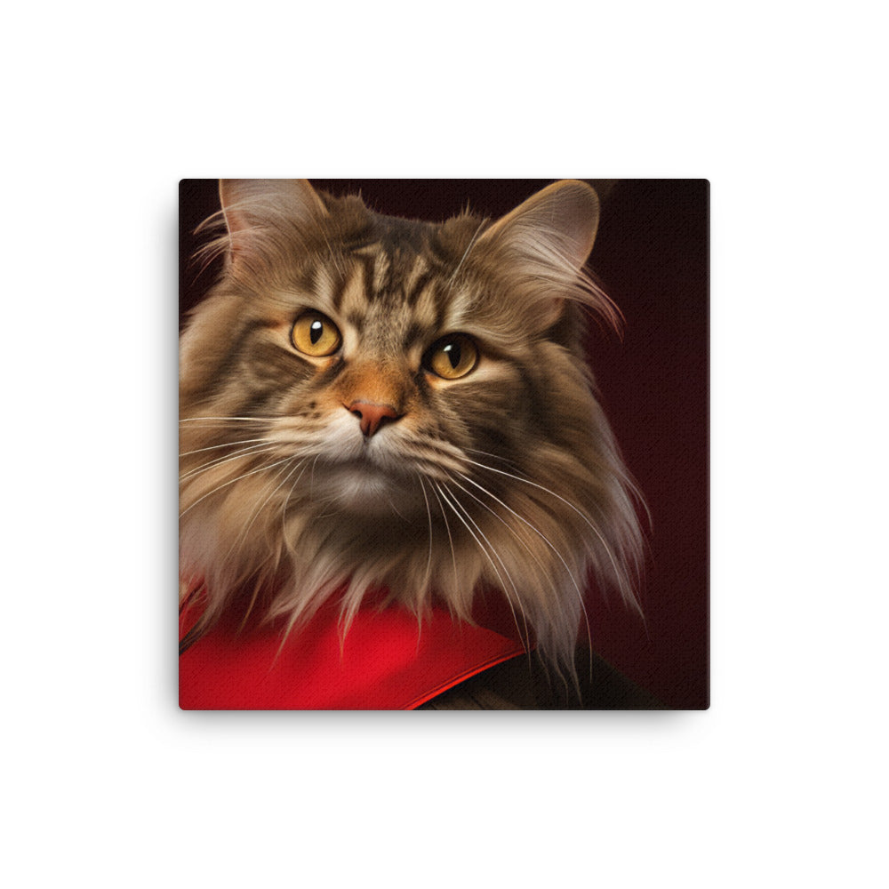 Maine Coon Fast Food Crew Canvas - PosterfyAI.com