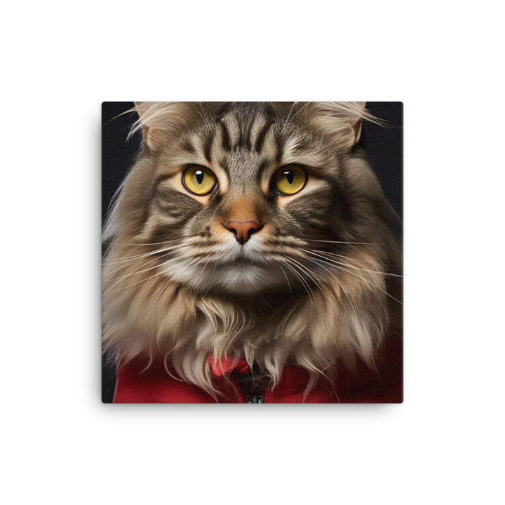 Maine Coon Fast Food Crew Canvas - PosterfyAI.com