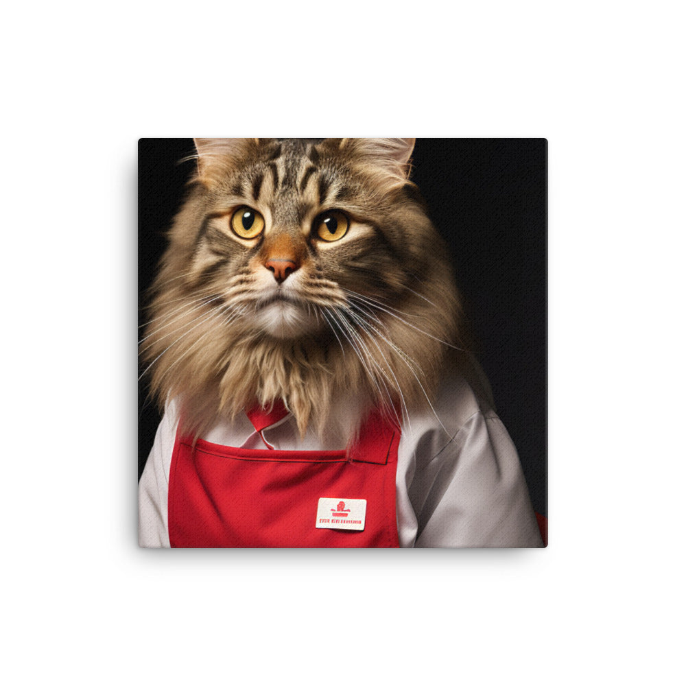 Maine Coon Fast Food Crew Canvas - PosterfyAI.com