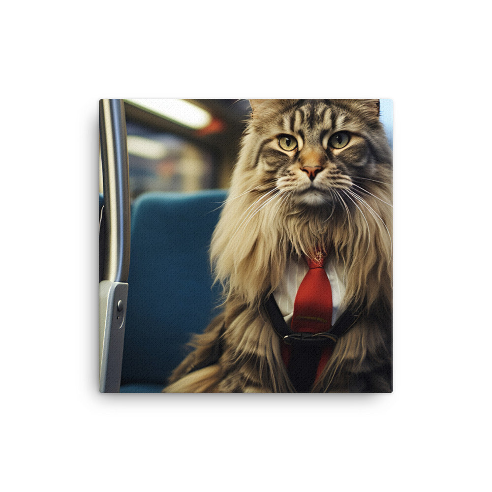 Maine Coon Transit Operator Canvas - PosterfyAI.com