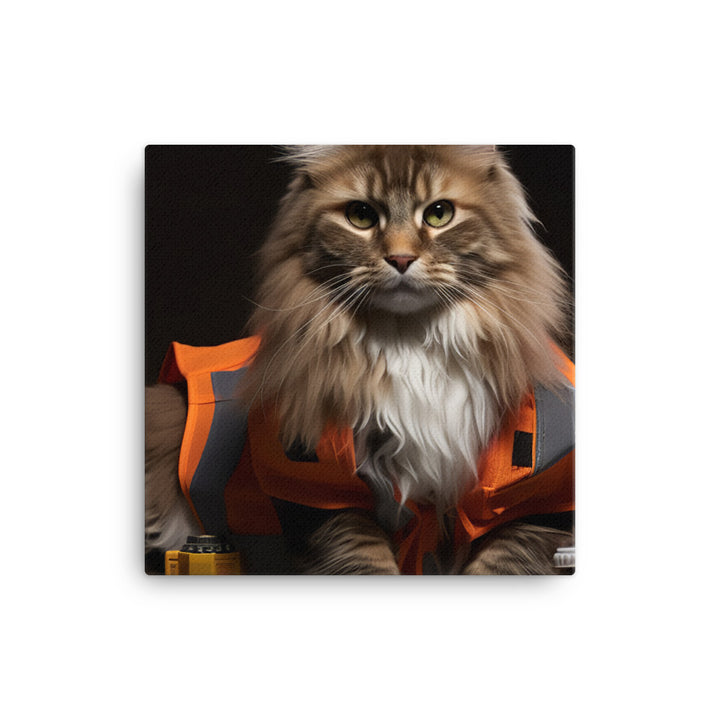 Maine Coon Contractor Canvas - PosterfyAI.com