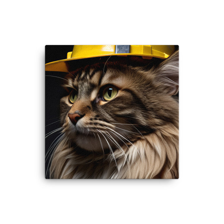 Maine Coon Contractor Canvas - PosterfyAI.com