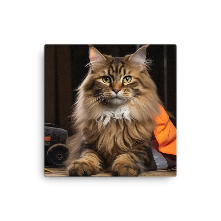 Maine Coon Contractor Canvas - PosterfyAI.com