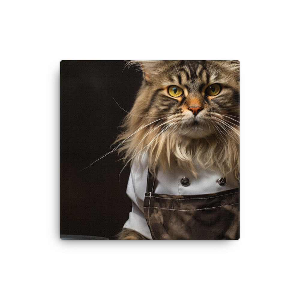 Maine Coon Chef Canvas - PosterfyAI.com