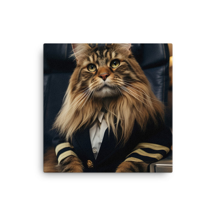 Maine Coon Pilot Canvas - PosterfyAI.com