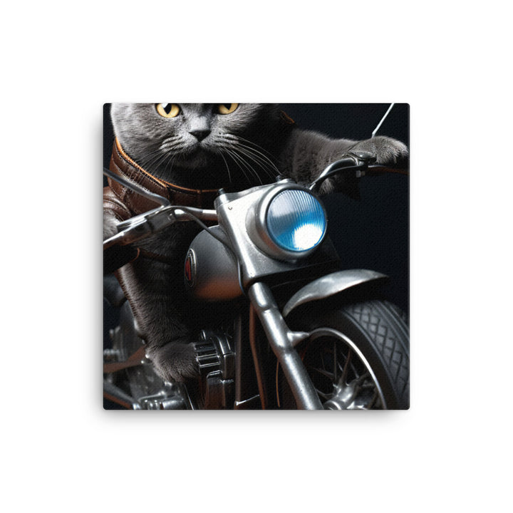 Russian Blue Superbike Athlete Canvas - PosterfyAI.com