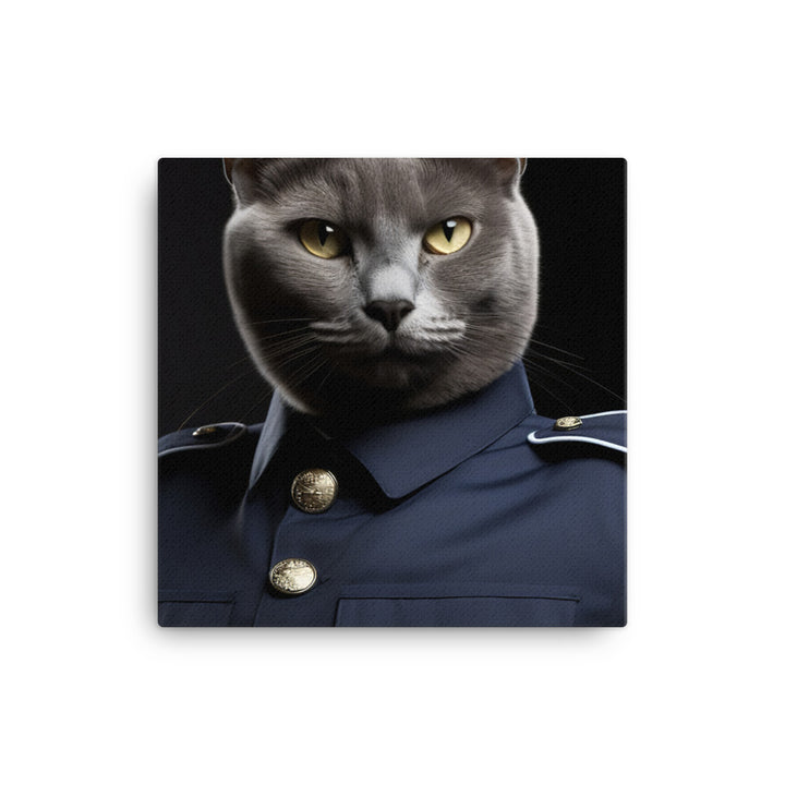 Russian Blue Security Officer Canvas - PosterfyAI.com