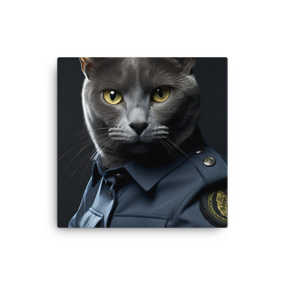 Russian Blue Security Officer Canvas - PosterfyAI.com