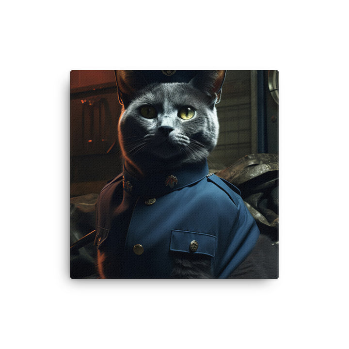 Russian Blue Prison Officer Canvas - PosterfyAI.com