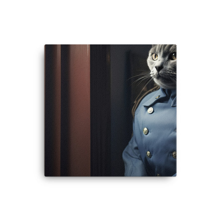 Russian Blue Prison Officer Canvas - PosterfyAI.com