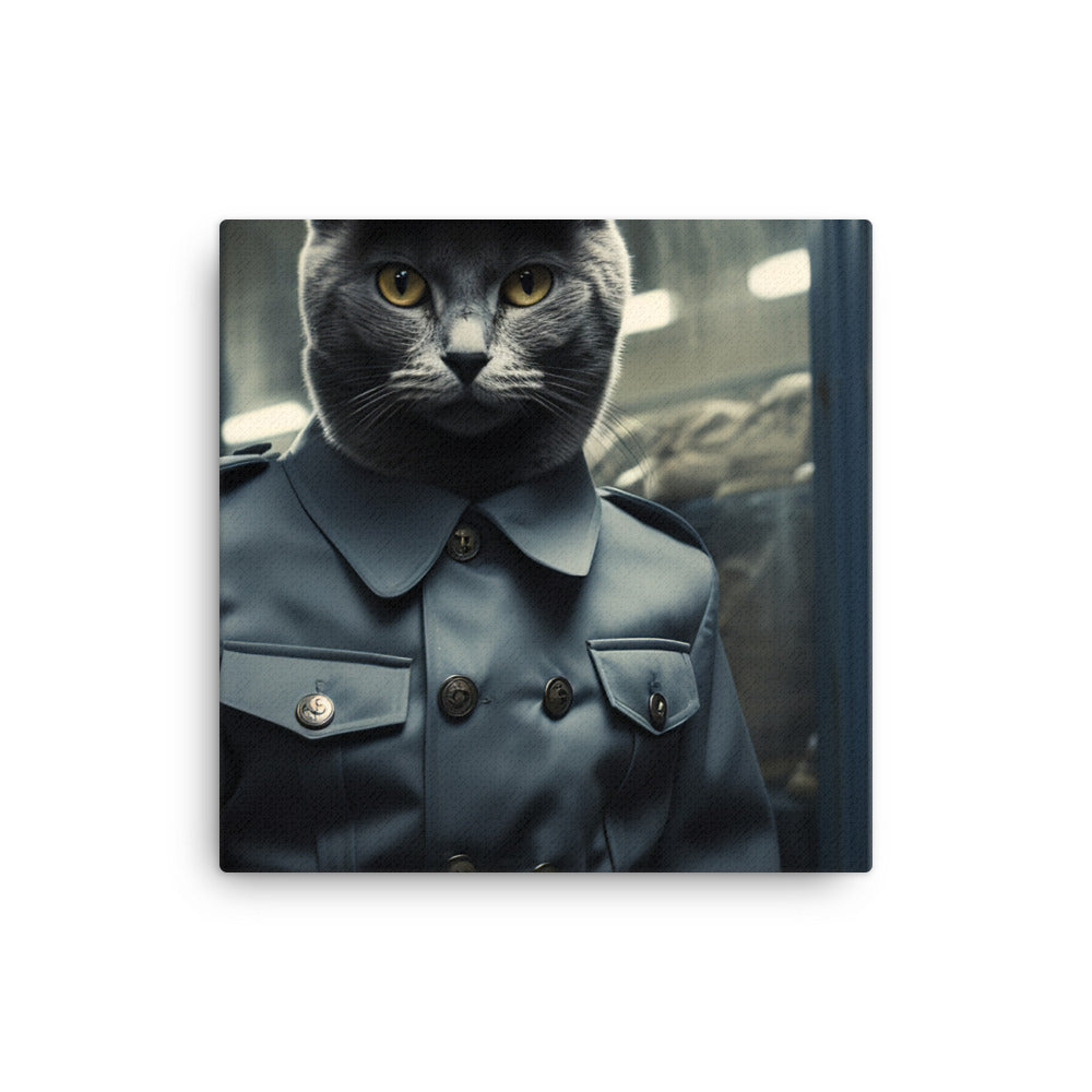 Russian Blue Prison Officer Canvas - PosterfyAI.com